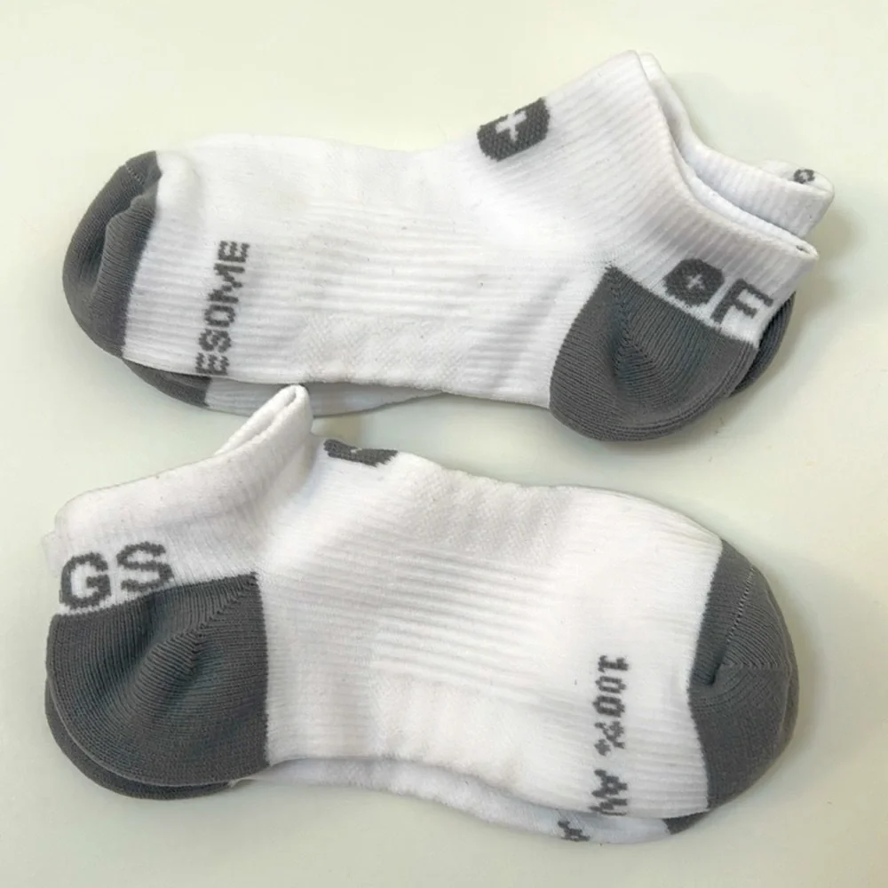 FIGS New 2 Solid Ankle Socks Small 100% AWESOME White Gray